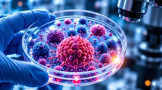 Conceptual cancer-cell and DNA research visualization