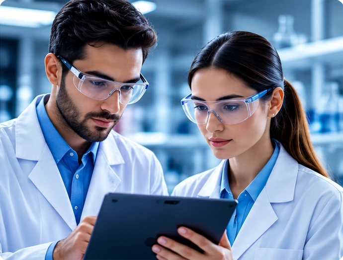 Scientists collaborating in a research laboratory
